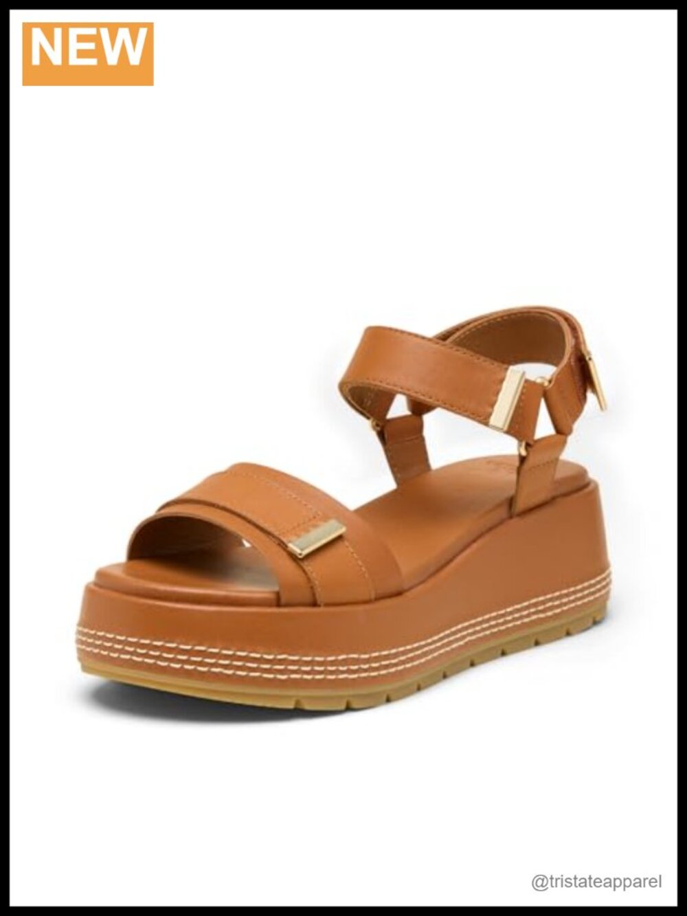 Platform Y-Strap Sandal Full Grain Leather Cushioned Ankle Strap
